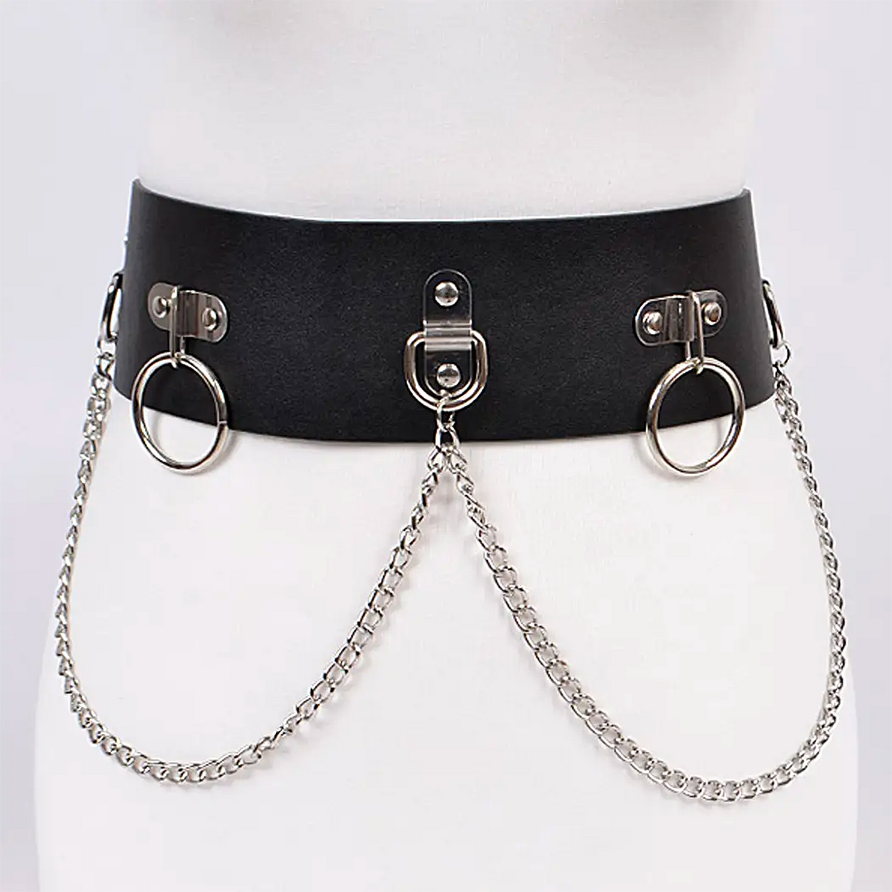 RINGS AND CHAINS WIDE VEGAN BELT
