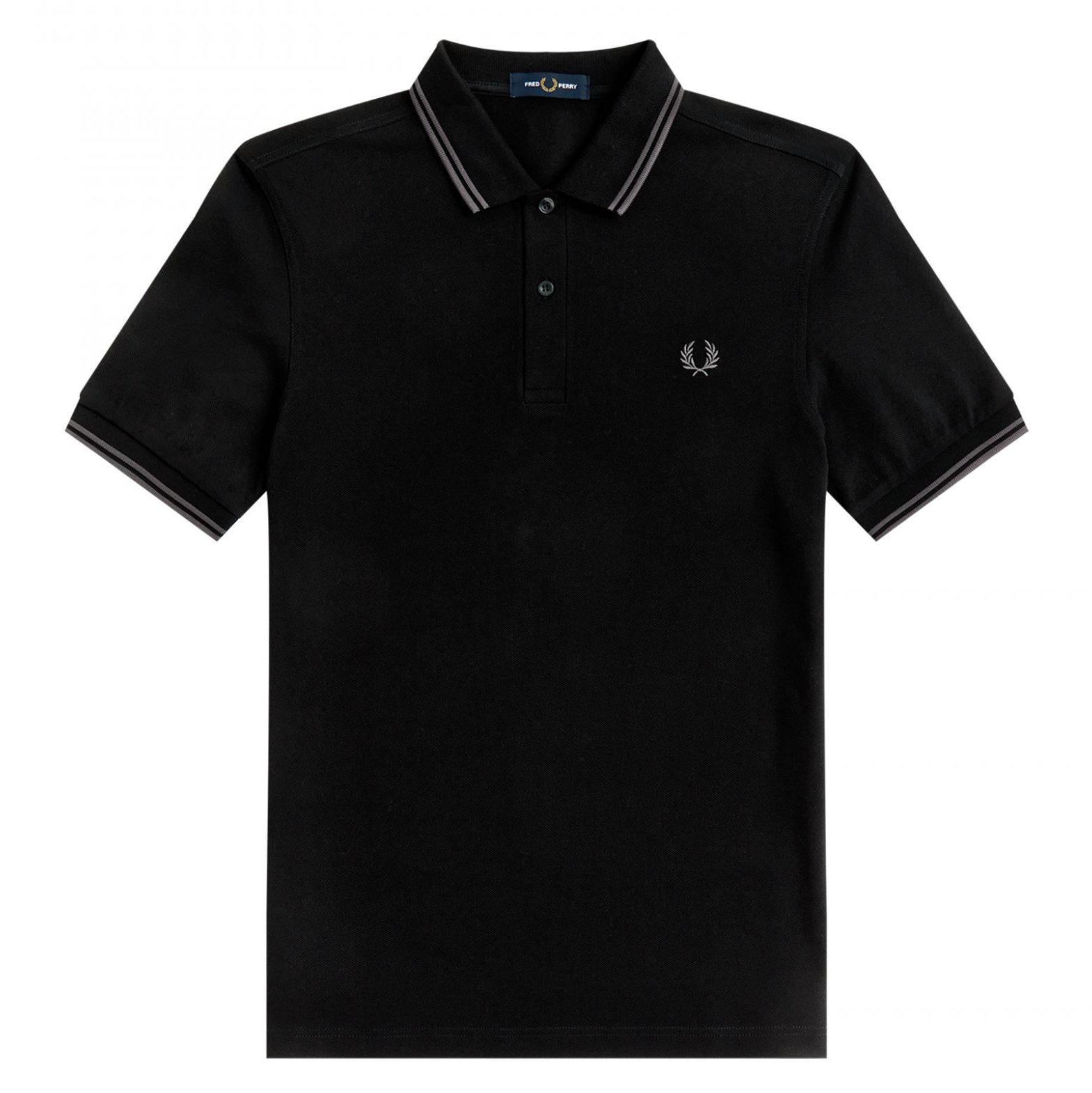 FRED PERRY TWIN TIPPED POLO SHIRT BLK/GUNMETAL