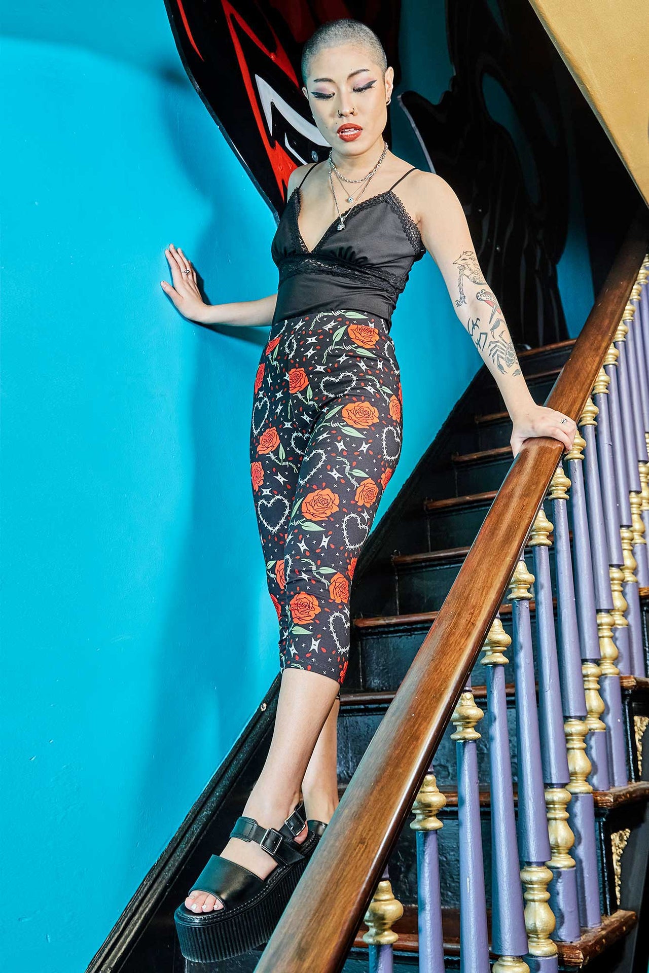 SOURPUSS BARBED WIRE LOVE KNIT CAPRIS