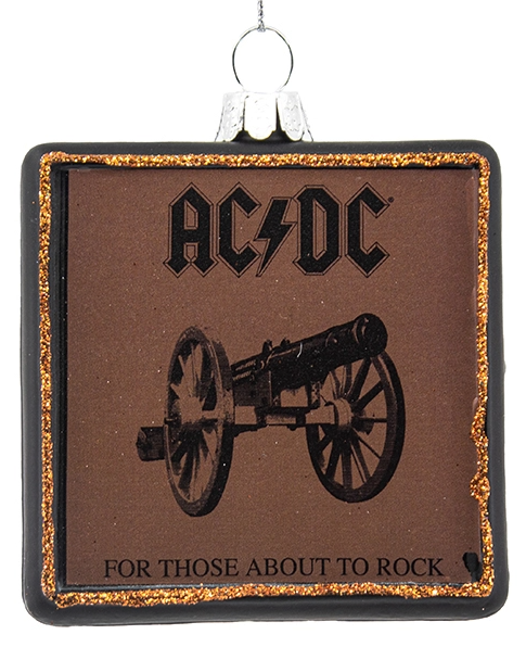 AC/DC FOR THOSE ABOUT TO ROCK ALBUM COVER GLASS ORNAMENT