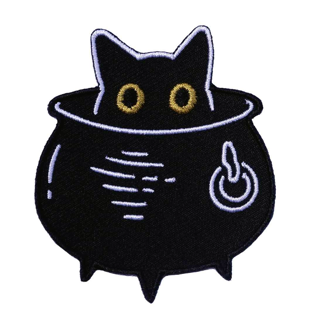 CAT COVEN CAULDRON CAT EMBROIDERED PATCH