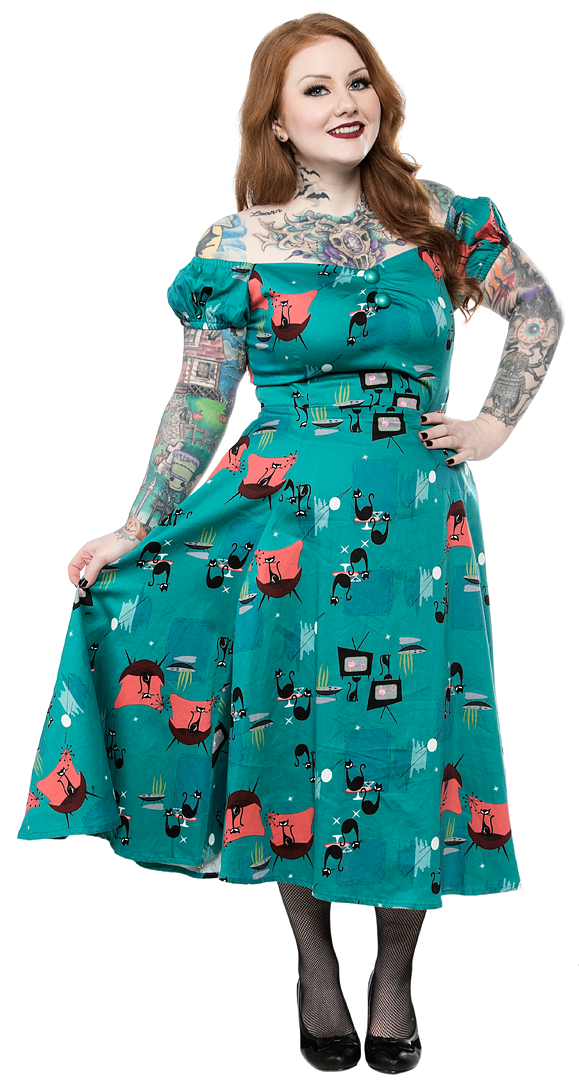COLLECTIF DOLORES ATOMIC CATS DOLL DRESS