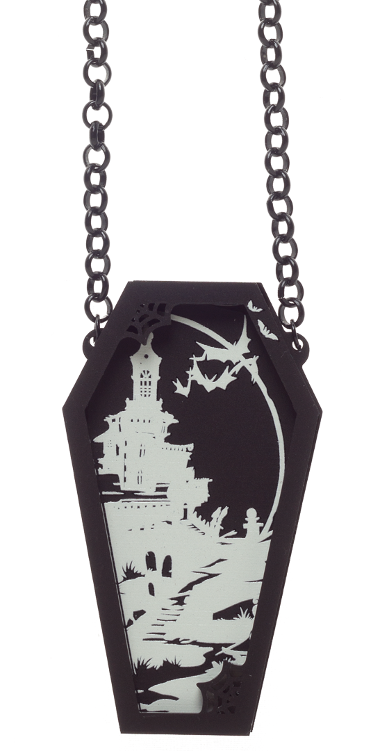 CURIOLOGY DEAD BY DAWN COFFIN NECKLACE