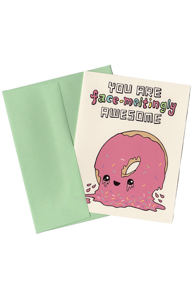 FACE MELTING AWESOME DONUT GREETING CARD