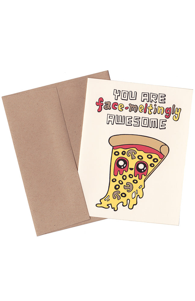 FACE MELTING PIZZA GREETING CARD