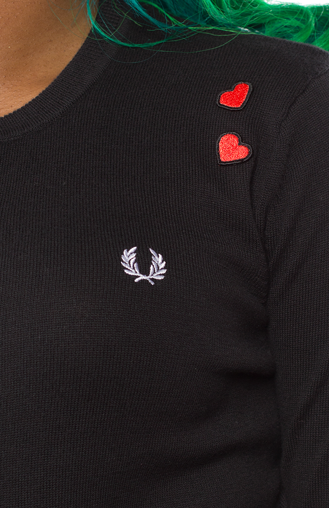 FRED PERRY AMY WINEHOUSE EMBROIDERED CARDIGAN BLACK