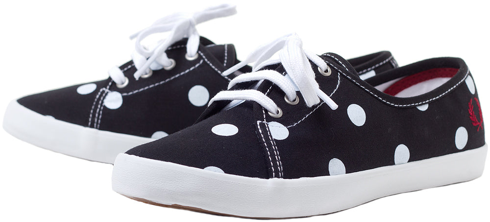 FRED PERRY BELL CANVAS SHOES POLKA DOT BLK/WHT