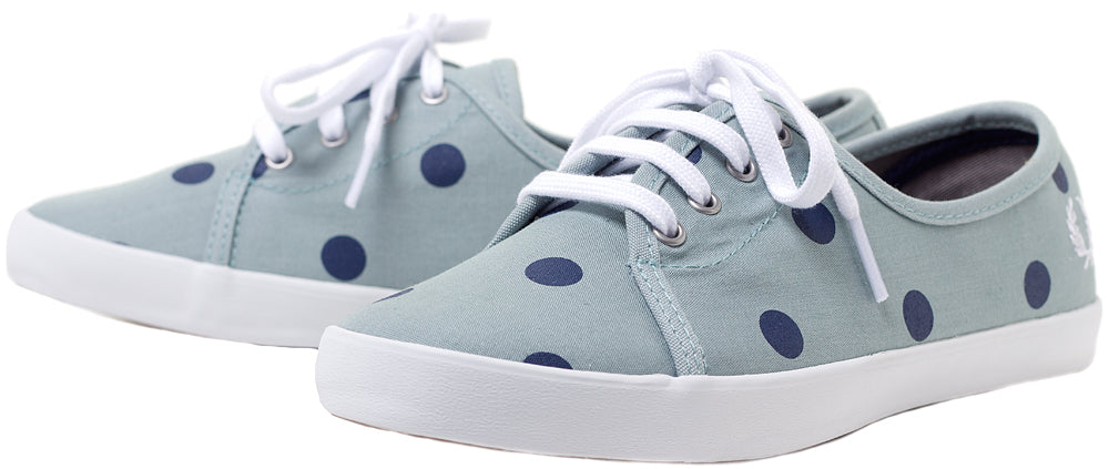 FRED PERRY BELL CANVAS SHOES POLKA DOT SILVER BLUE