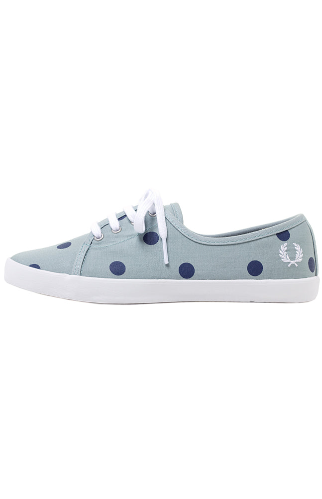 FRED PERRY BELL CANVAS SHOES POLKA DOT SILVER BLUE