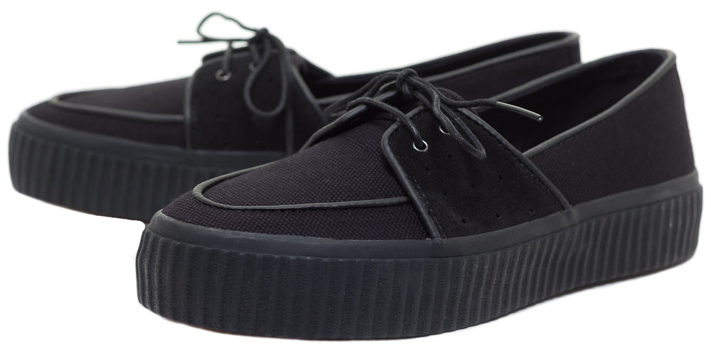 FRED PERRY BETTE CANVAS/SUEDE LOAFERS BLACK