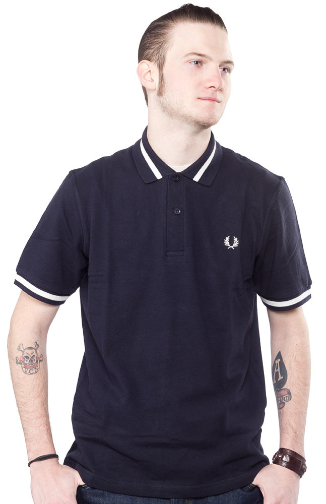 FRED PERRY SINGLE TIPPED POLO SHIRT NAVY / SNOW