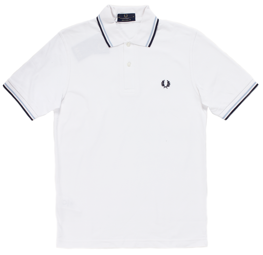 FRED PERRY TWIN TIPPED POLO SHIRT WHITE/ICE/NAVY