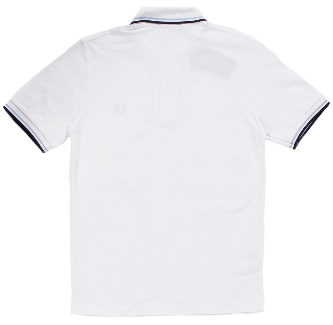 FRED PERRY TWIN TIPPED POLO SHIRT WHITE/ICE/NAVY