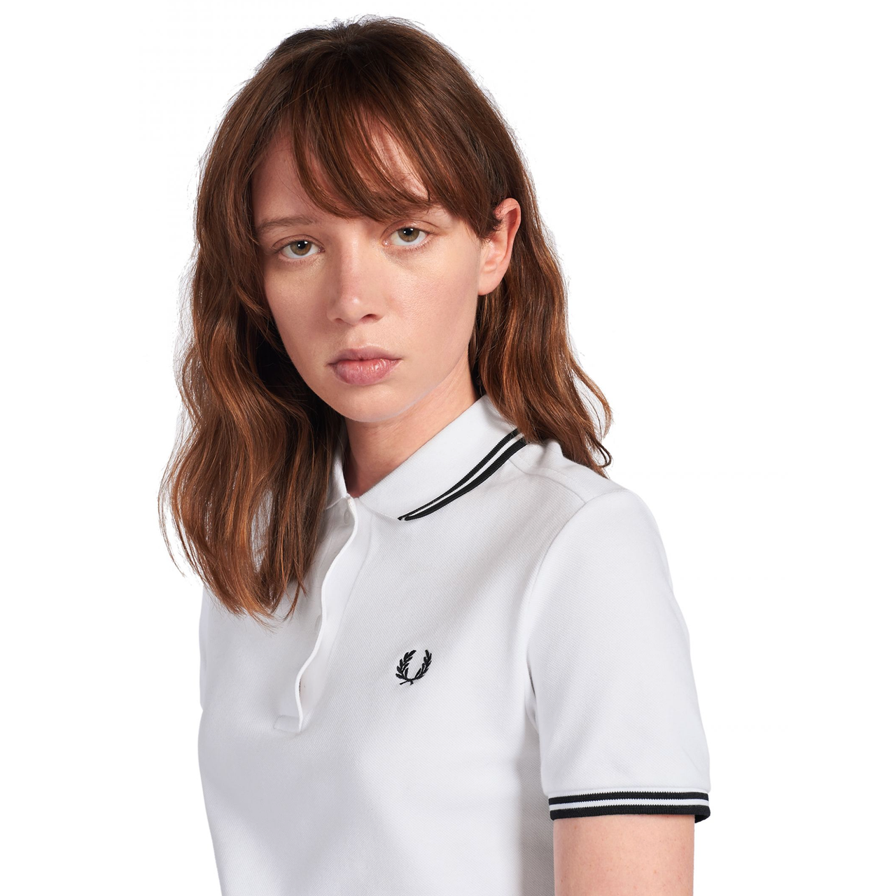 FRED PERRY GIRLS TWIN TIPPED POLO WHITE