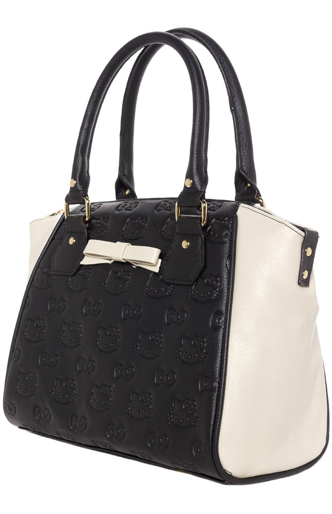 HELLO KITTY BLK/CREAM EMBOSSED CROSSBODY BAG WITH BOW