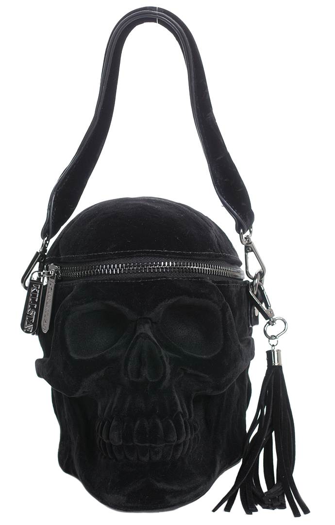 Velvet Party Bag Black Skull