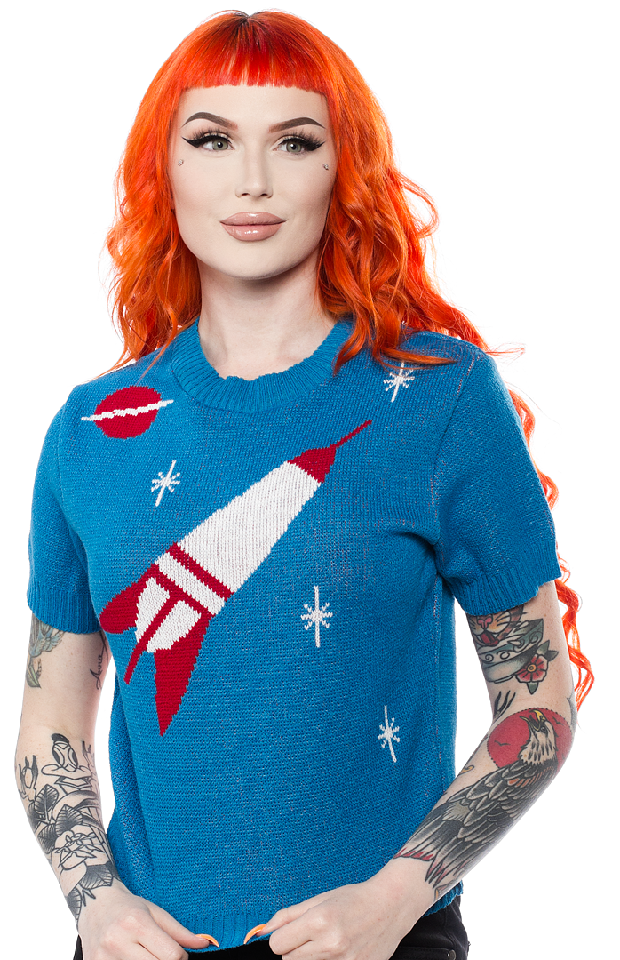 MISS FORTUNE SPACE AGE BOBBIE SWEATER BLUE