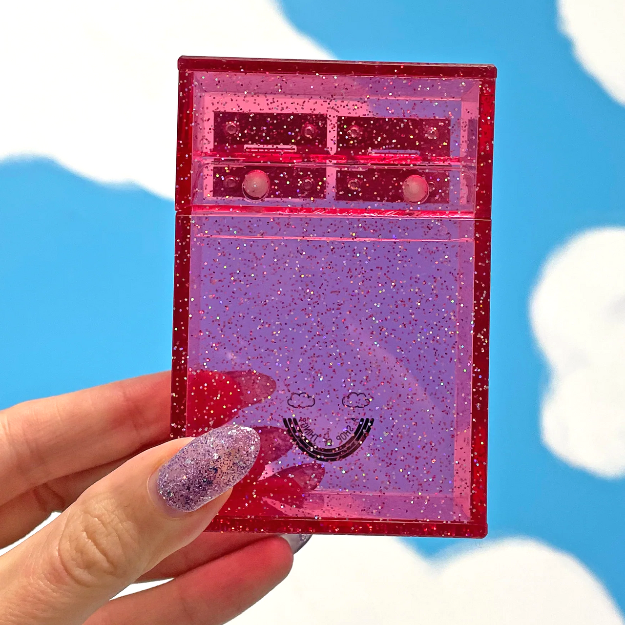 A SHOP OF THINGS GLITTER ACRYLIC CIGARETTE BOX PINK