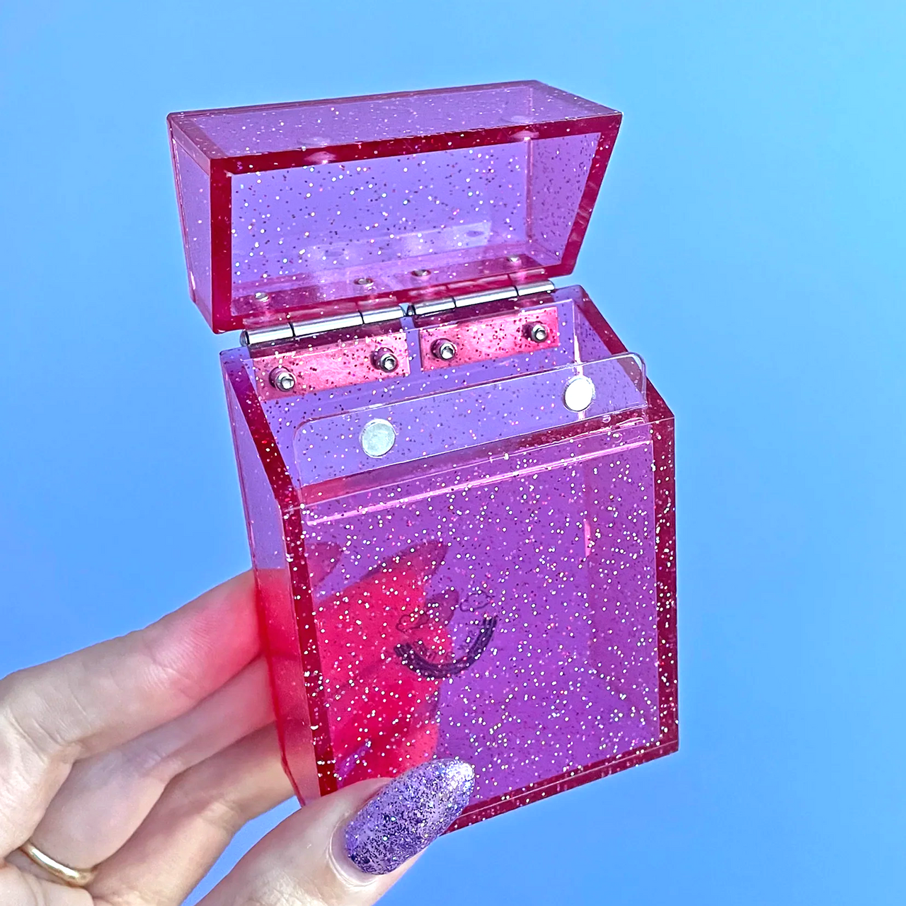 A SHOP OF THINGS GLITTER ACRYLIC CIGARETTE BOX PINK