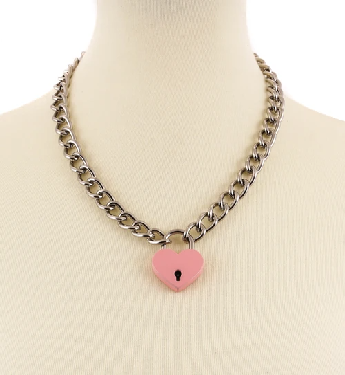 Pink & Silver Lock & Key Necklace