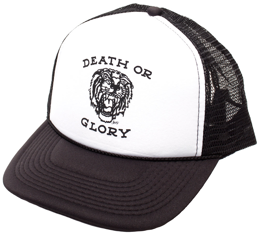 SAILOR JERRY DEATH OR GLORY TRUCKER HAT BLK/WHT
