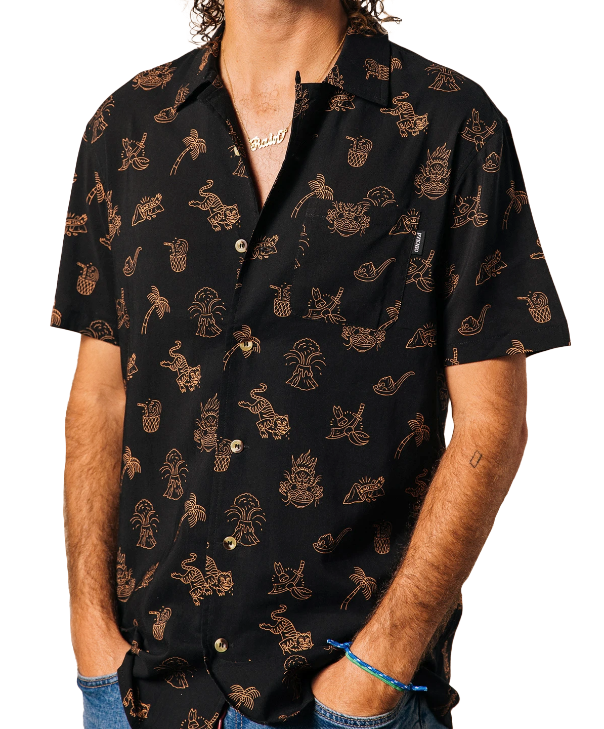 PYKNIC SPICY NOODS MENS BUTTON UP SHIRT