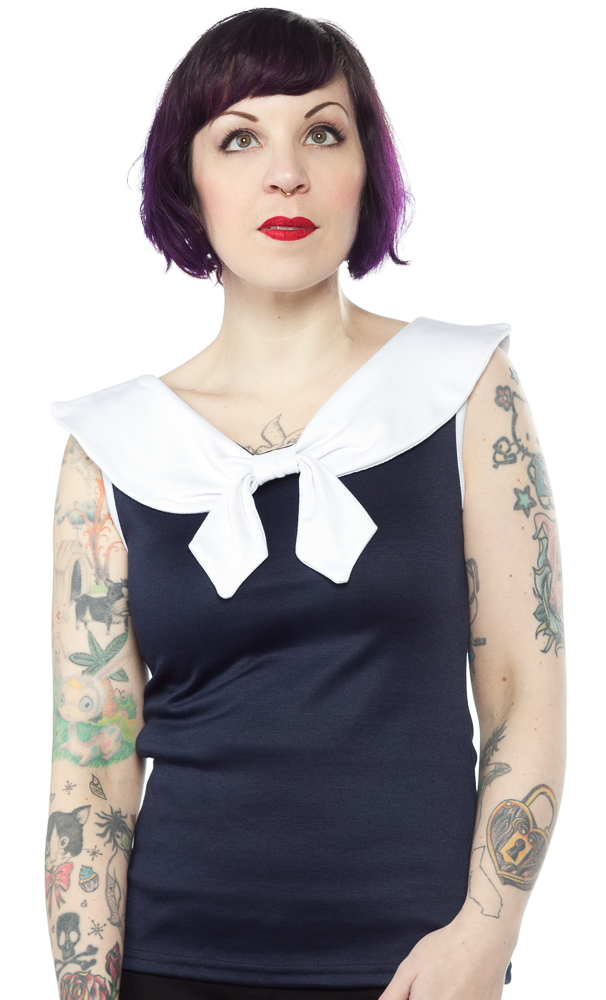 STEADY BETSY TIE TOP NAVY/WHITE