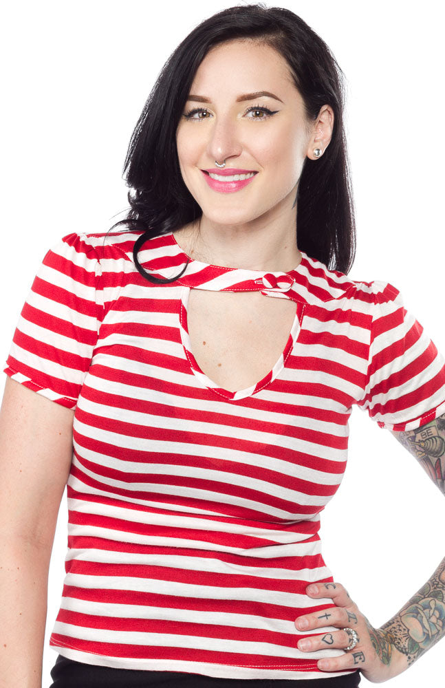 STEADY STRIPED SNEAK PREVIEW TOP RED/WHITE