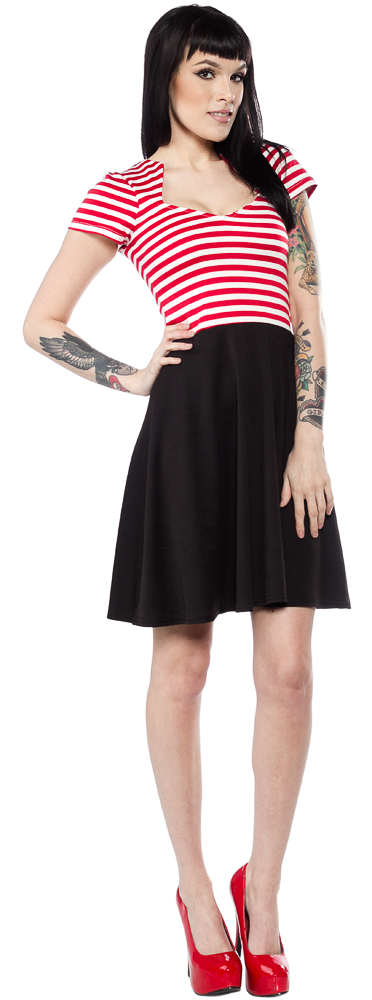 STEADY STRIPED ALL ANGLES DRESS RED/WHT