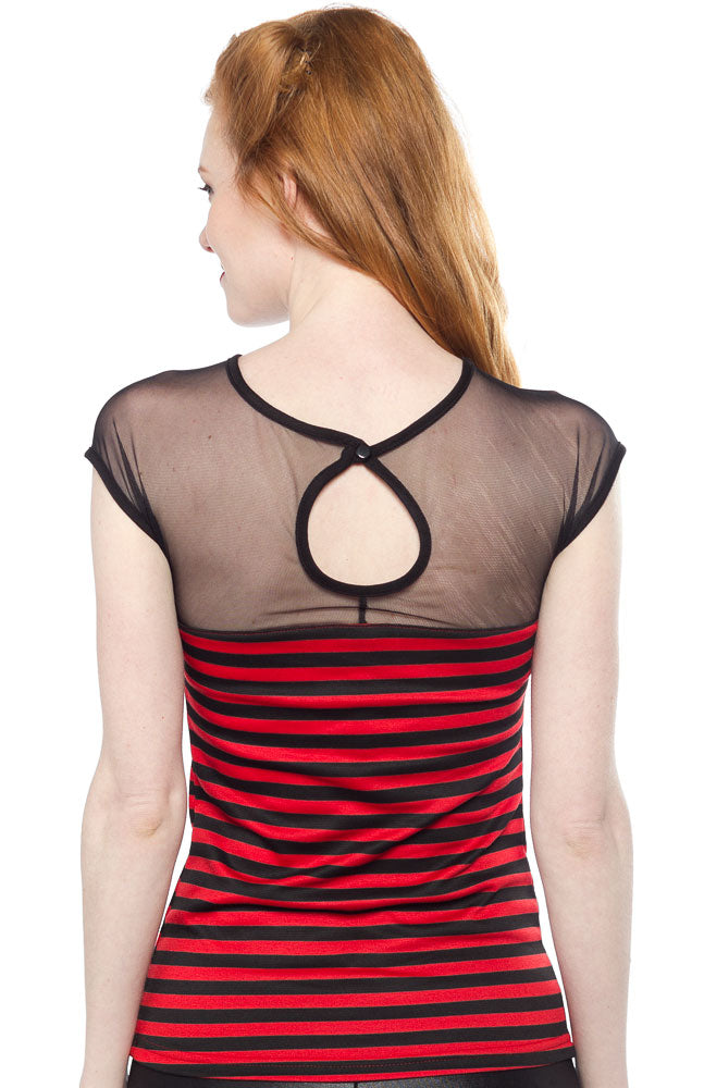 STEADY STRIPED DELINQUENT TOP BLK/RED