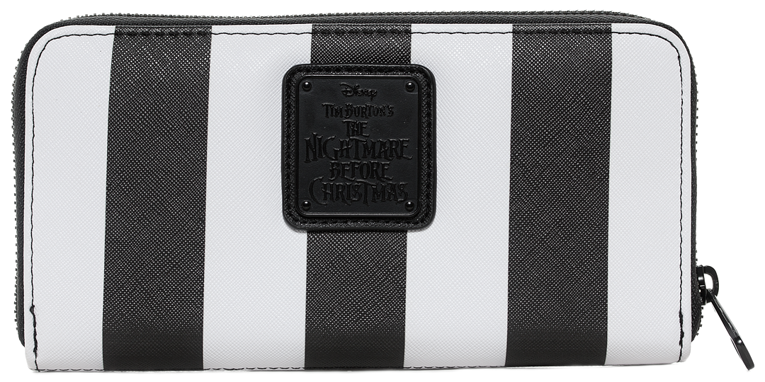 LOUNGEFLY THE NIGHTMARE BEFORE CHRISTMAS STRIPED ZIP WALLET