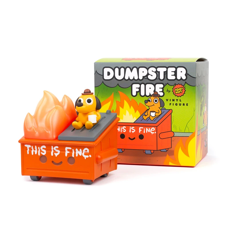 100% SOFT THIS IS FINE DUMPSTER FIRE FIGURE
