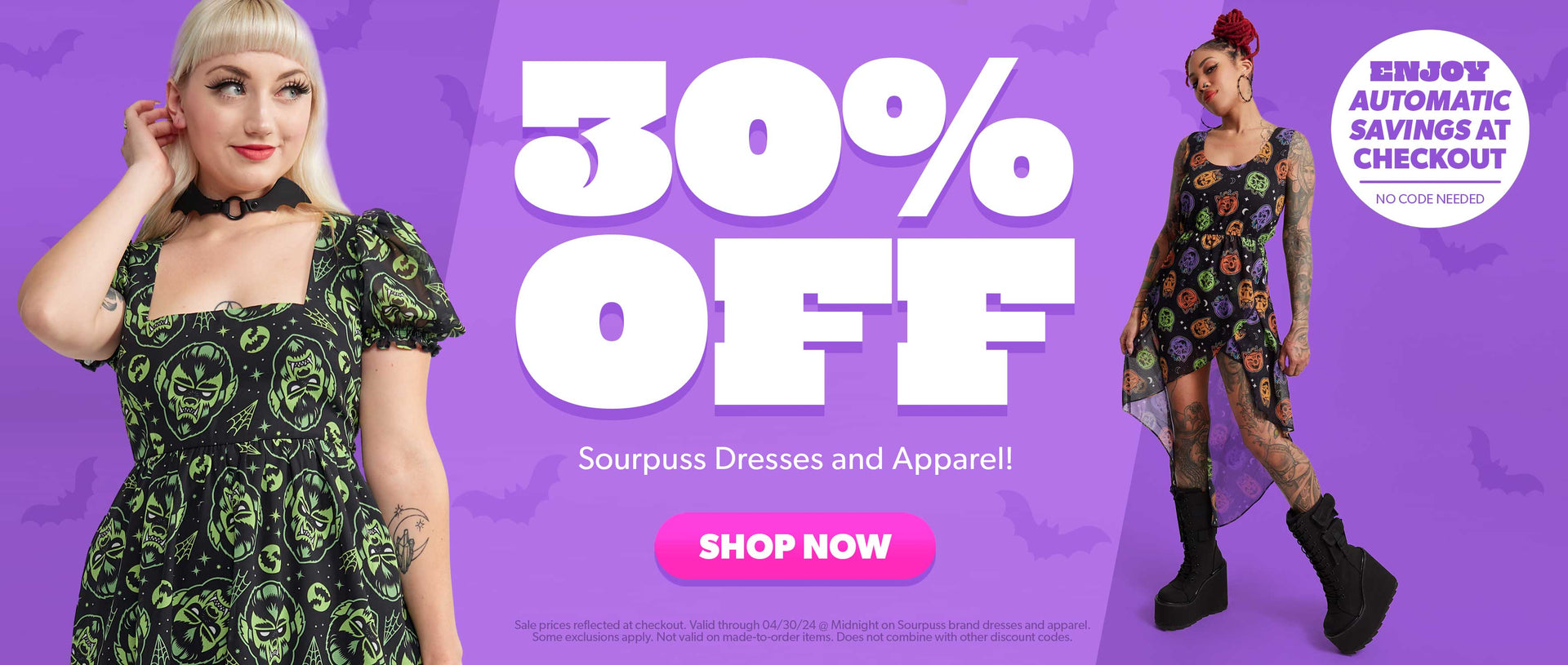 30% off Sourpuss dresses and apparel. No code needed!