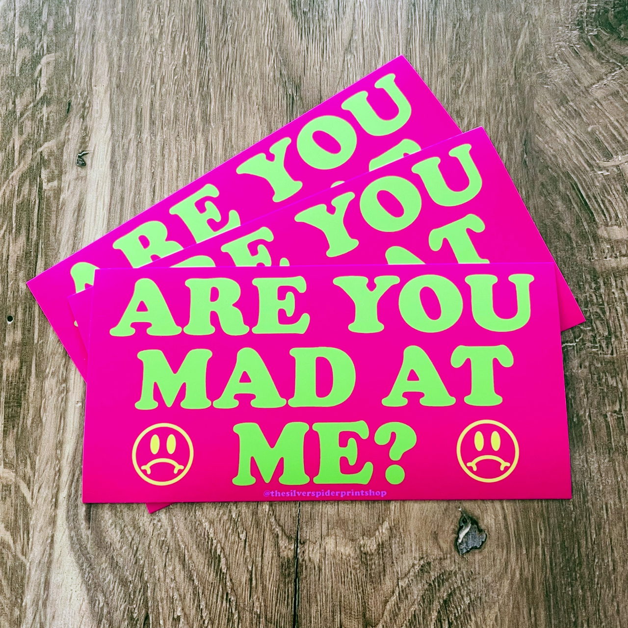 THE SILVER SPIDER ARE YOU MAD AT ME BUMPER STICKER
