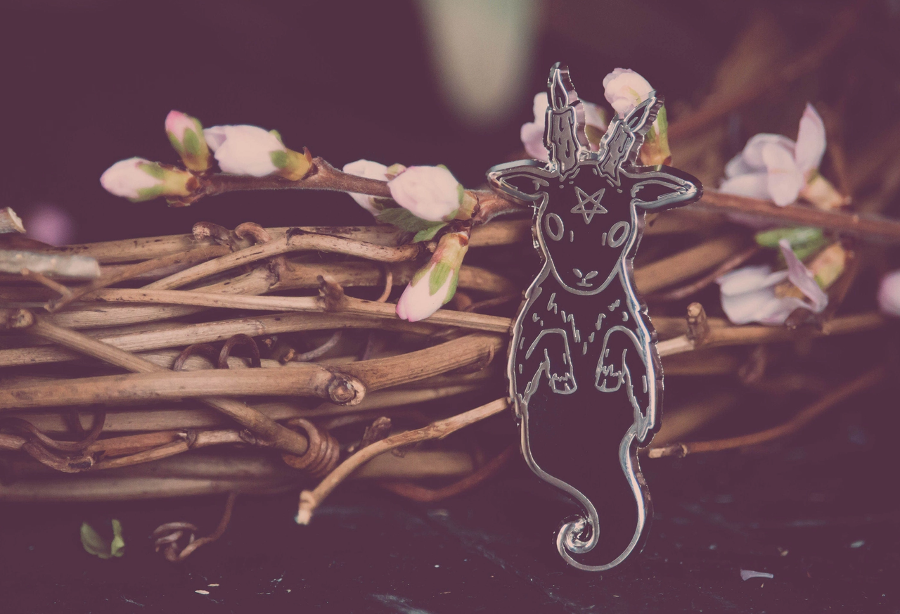 THE PICKETY WITCH GHOST GOAT ENAMEL PIN