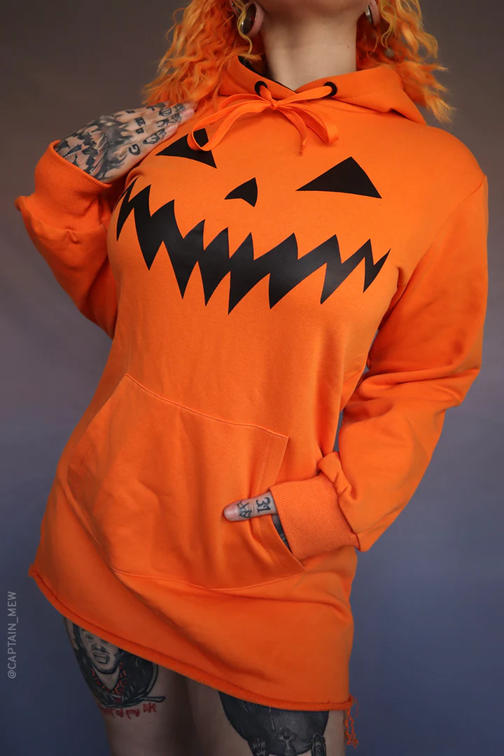 FOREST INK HAUNTED HOLLOWS OVERSIZED HOODIE DRESS ORANGE