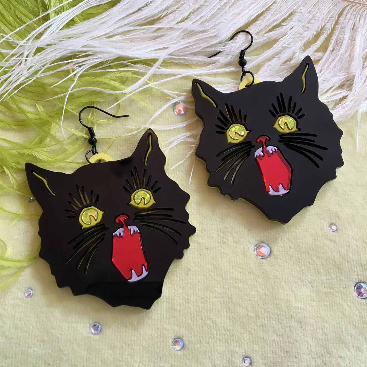 I'M YOUR PRESENT SCAREDY CAT EARRINGS