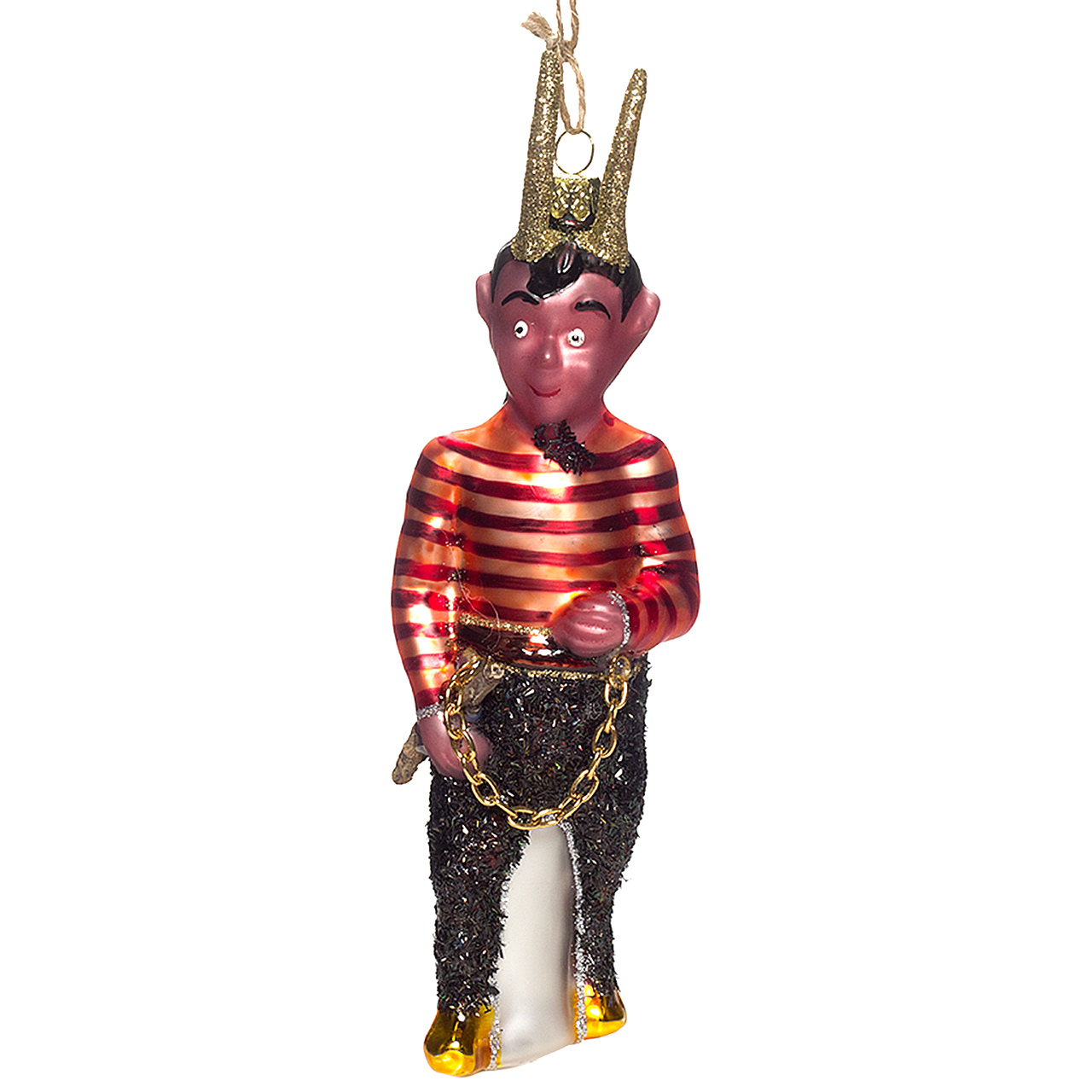 YOUNG KRAMPUS GLASS XMAS ORNAMENT