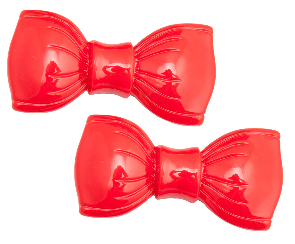 SOURPUSS DOLLY BOW HAIR CLIPS RED ----retire----