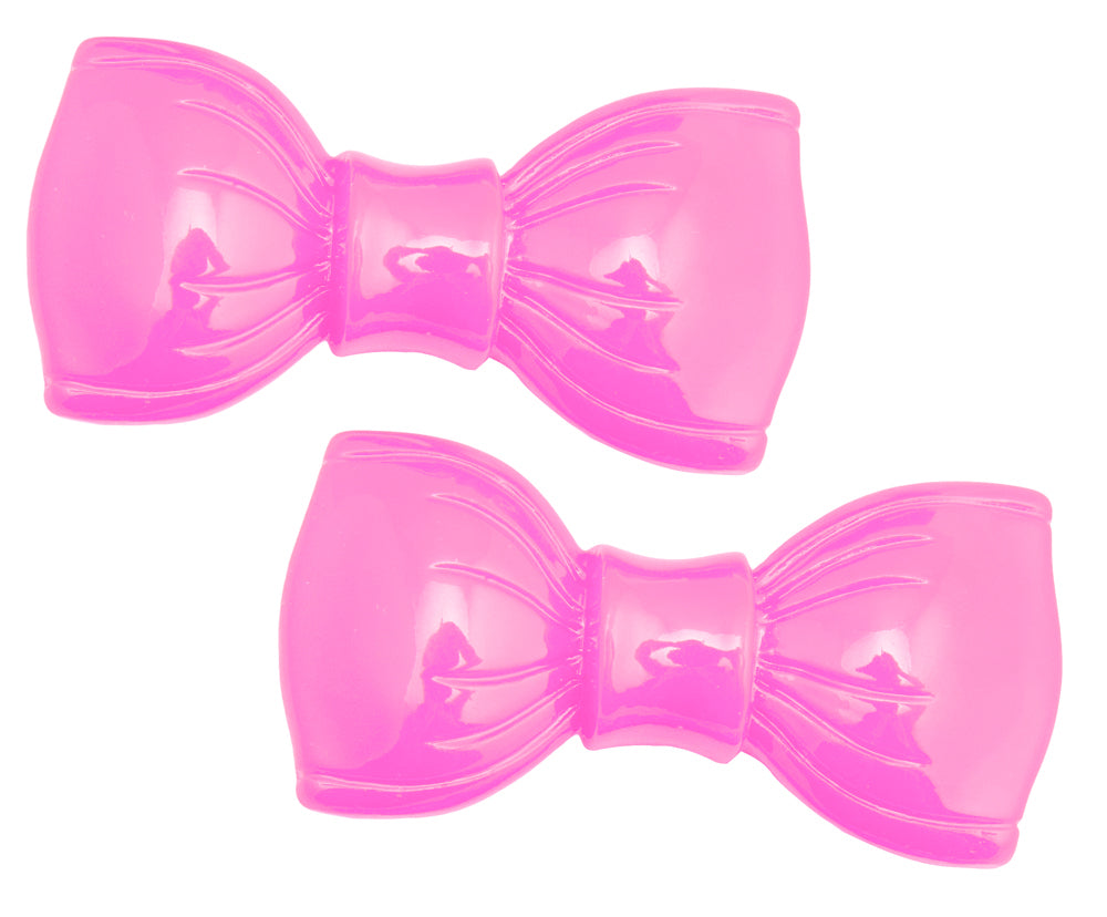 SOURPUSS DOLLY BOW HAIR CLIPS PINK ----retire----