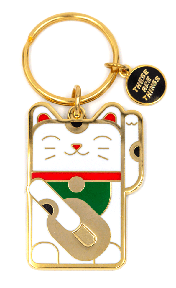 THESE ARE THINGS LUCKY CAT ENAMEL KEYCHAIN