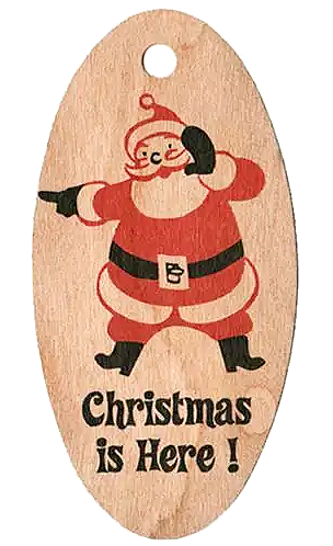 SPITFIRE GIRL CHRISTMAS IS HERE WOOD GIFT TAG