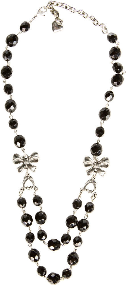 CLASSIC HARDWARE BEADS & BOWS NECKLACE BLACK