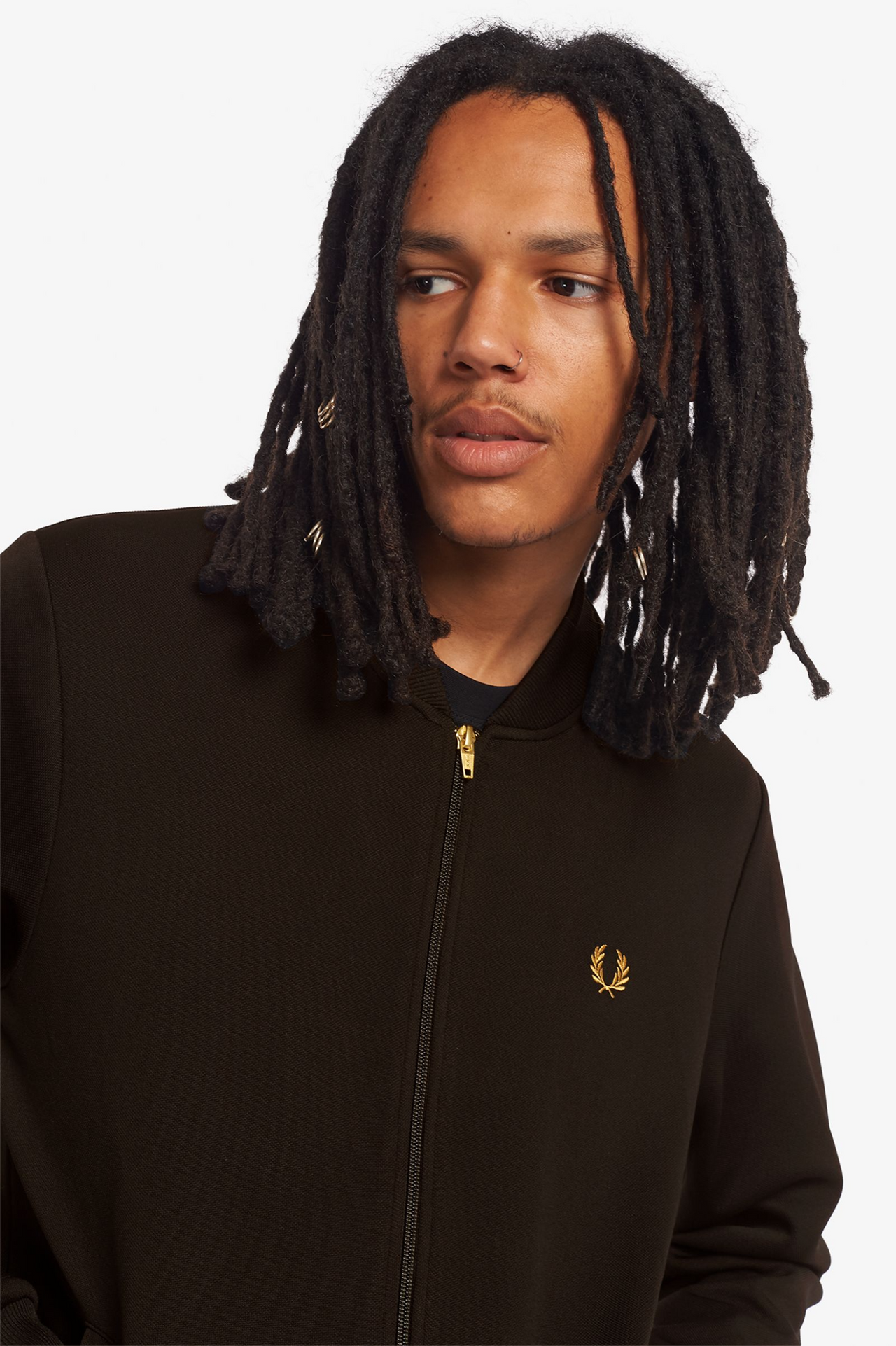 FRED PERRY PIQUE TEXTURE TRACK JACKET BLACK