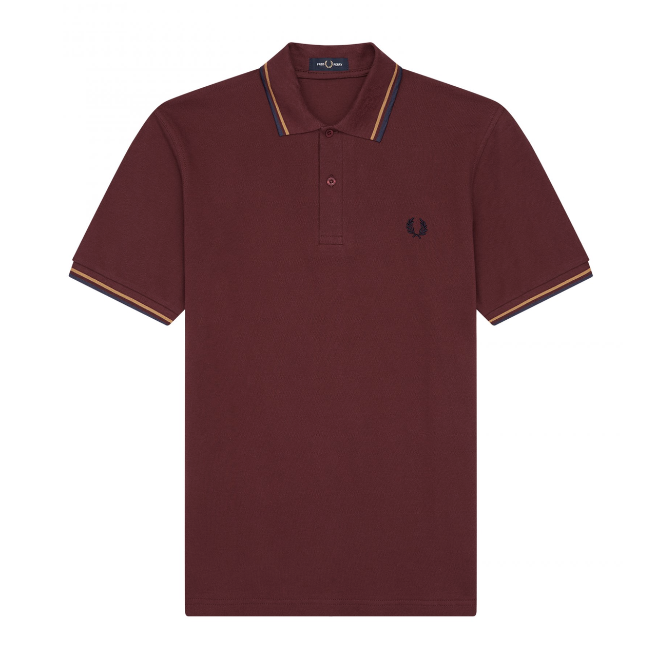 FRED PERRY TWIN TIPPED POLO SHIRT TAWNY PORT / GOLD