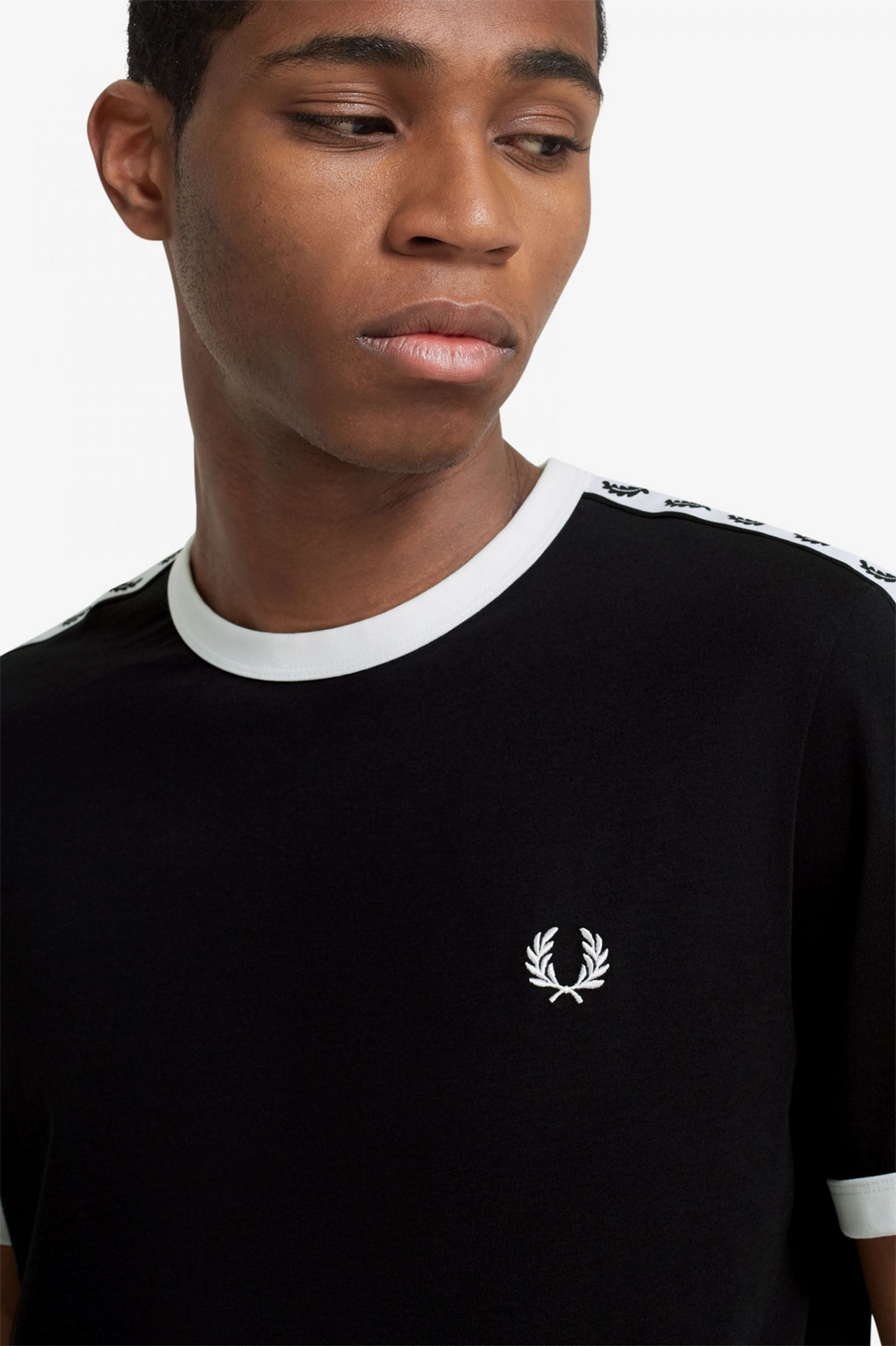 FRED PERRY TAPED RINGER T SHIRT BLACK