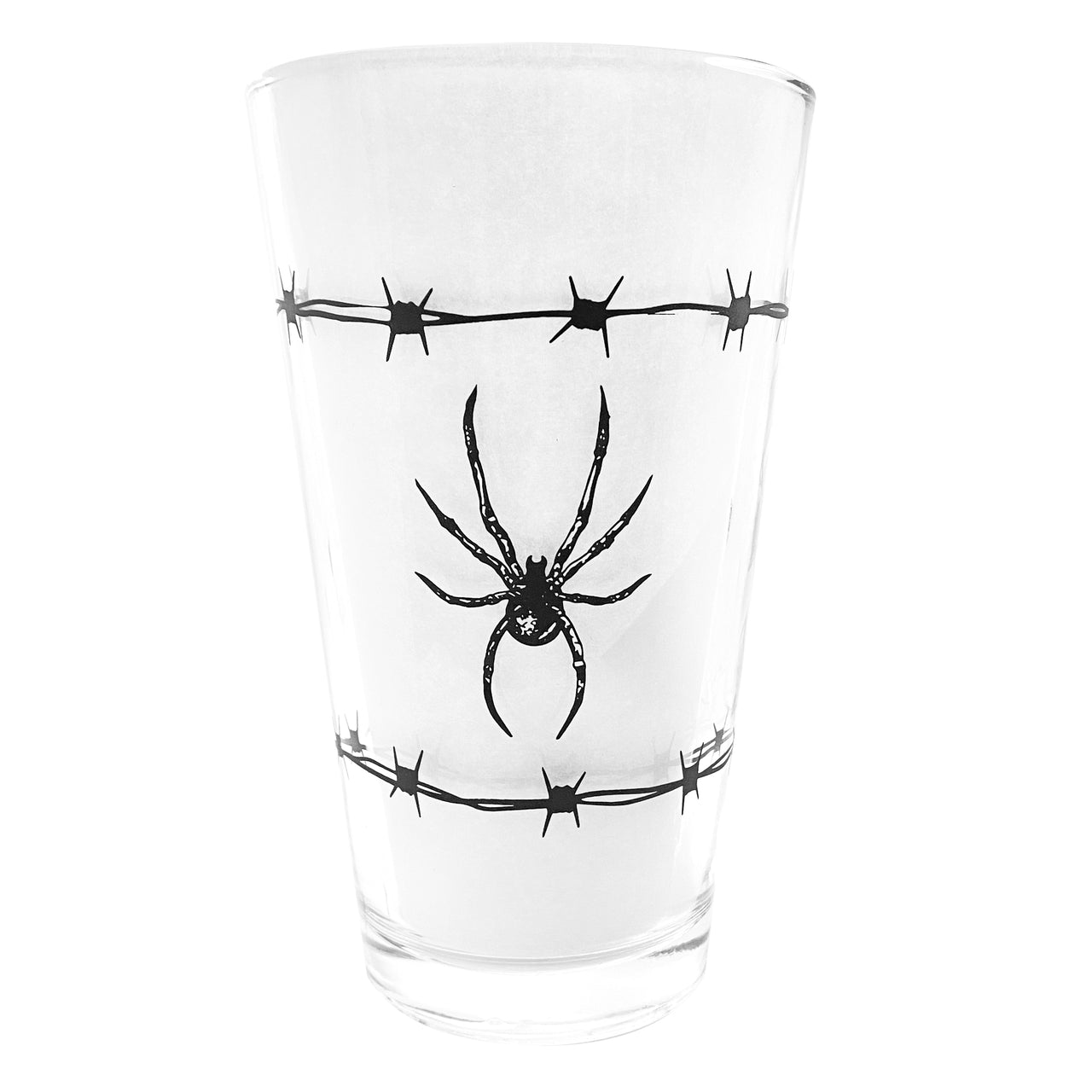 SOURPUSS BARBED WIRE SPIDER PINT GLASS
