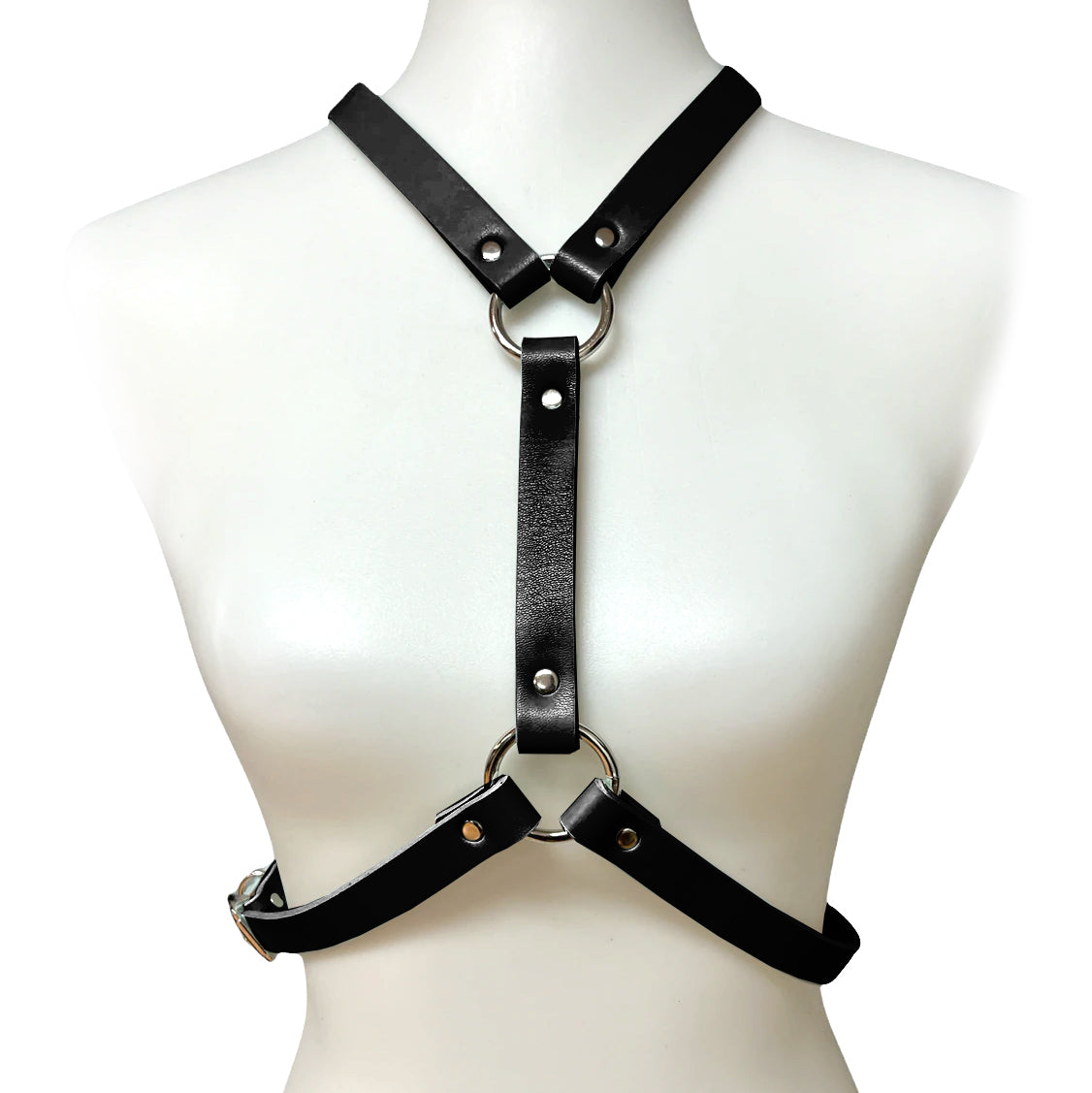 VEGAN Y HARNESS WITH O RINGS BLACK