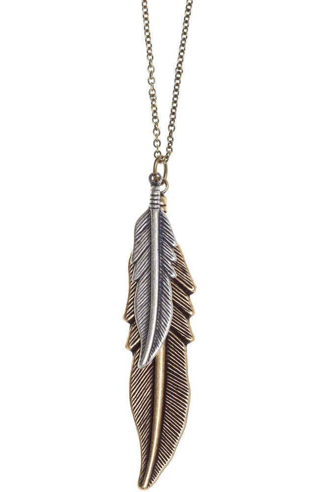 A MANO MIXED METAL FEATHERS NECKLACE