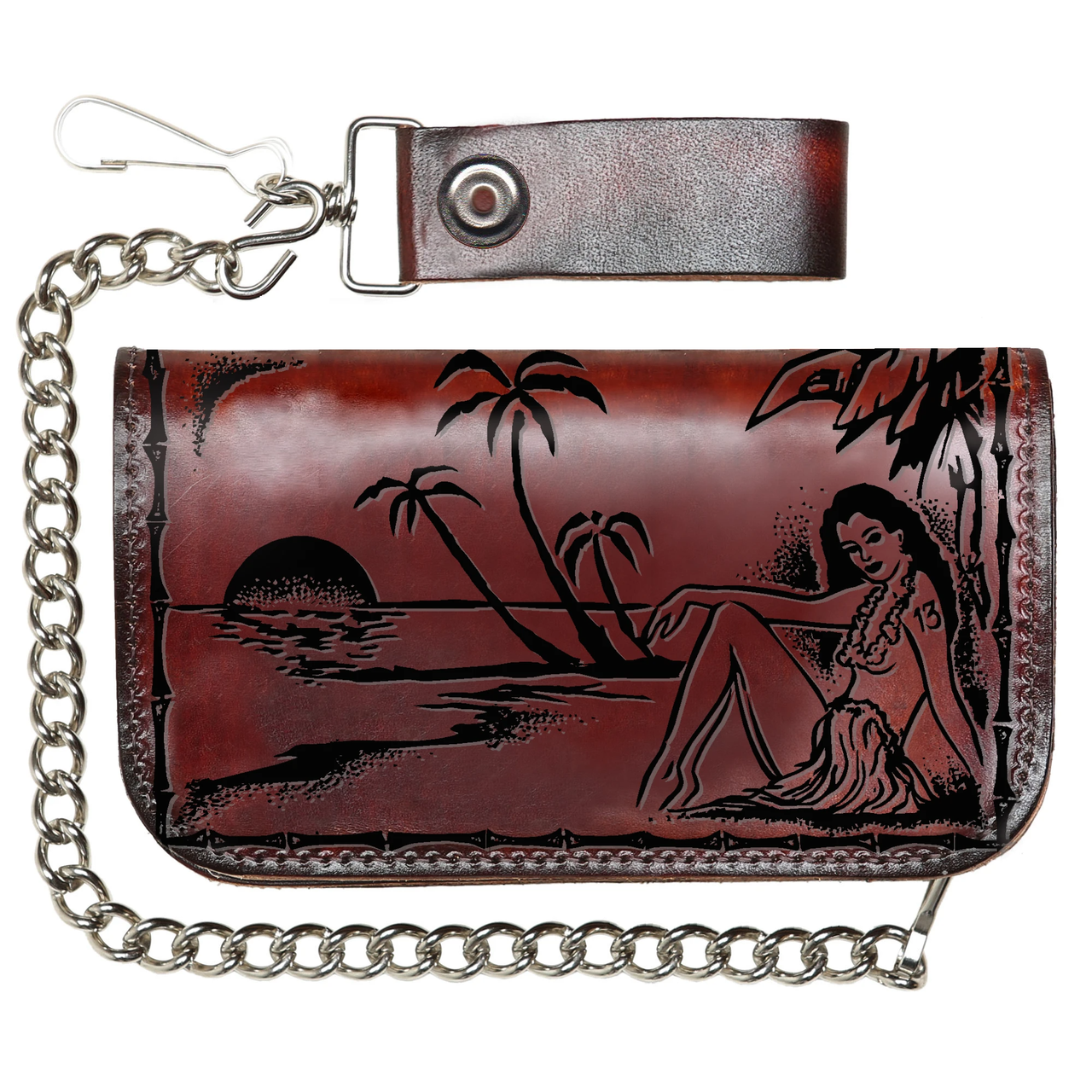LUCKY 13 ALOHA EMBOSSED CHAIN WALLET